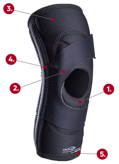 DonJoy Lateral J Patella brace callout graphic